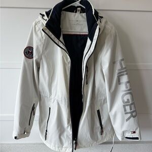 Tommy Hilfiger White Jacket with Red-Trim Patch